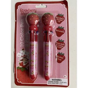 2 Pack Strawberry Shortcake Retro Scented Retractable 10 Color Pens Medium Point